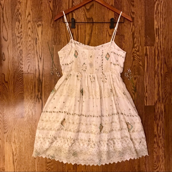 Romantic White Boho Dress with Silver Embroidery - Picture 2 of 6